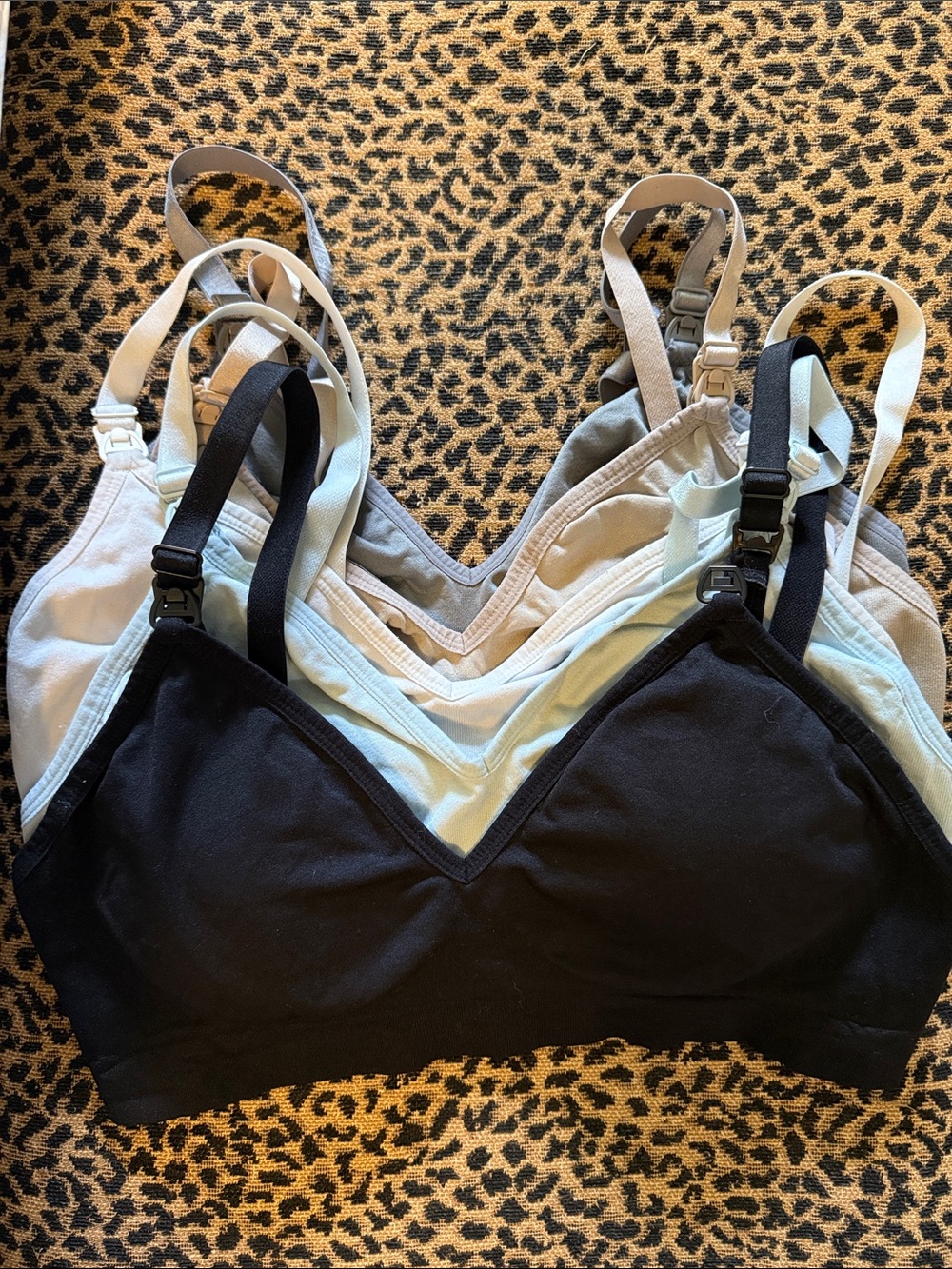 Everyday Seamless Nursing Bralette - Black, Light Blue, Gray, Cream and Gray.